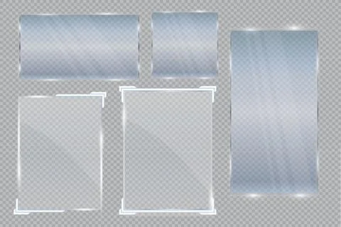Glass geometric shape on a transparent background. Glass banners for advertising Stock Illustration