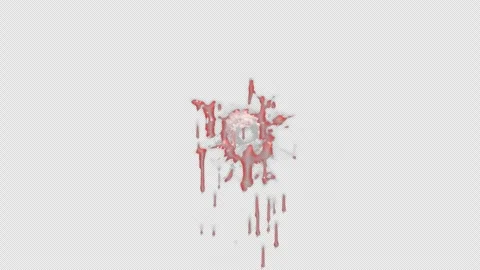 Glass getting hit by gunshot bullets with blood in the background Stock Footage 332045286