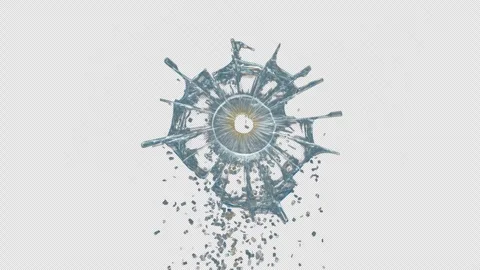 Glass getting hit by several gunshot bullets. Stock Footage 332052827