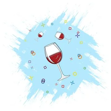 Glass glasses of different sizes with red wine with splash effect isolated on Stock Illustration