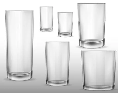 Glass glasses empty. Set of vector realistic illustrations, isolated icons. Stock-Illustration