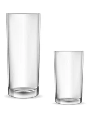 Glass glasses empty. Set of vector realistic illustrations, isolated icons. 스톡 일러스트