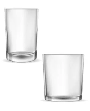 Glass glasses empty. Set of vector realistic illustrations, isolated icons. Stock Illustration