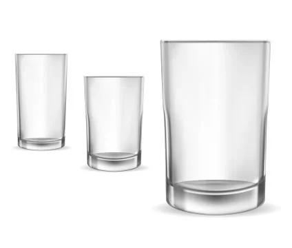Glass glasses empty. Set of vector realistic illustrations, isolated icons. Stock-Illustration