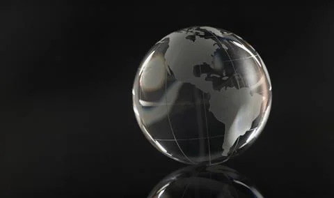Glass globe on a black background, reflection of a circle 스톡 일러스트