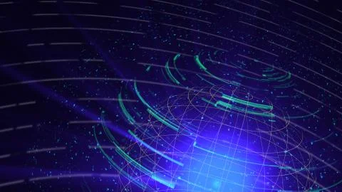 Glass globe distortion digital background loop, abstract 3d render, computer Stock Illustration