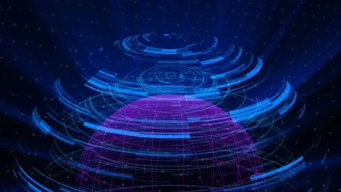 Glass globe distortion digital background loop, abstract 3d render, computer イラスト素材