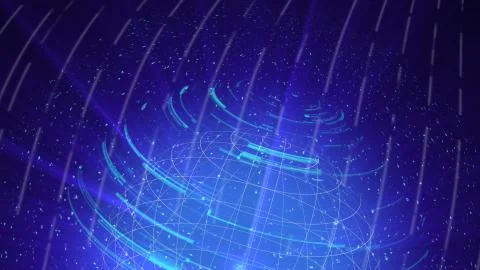 Glass globe distortion digital background loop, abstract 3d render, computer Stock Illustration