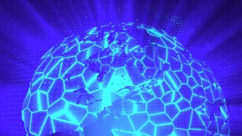 Glass globe distortion digital background loop, abstract 3d render, computer Stock Illustration