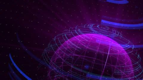 Glass globe distortion digital background, abstract 3d render, computer Stock Illustration