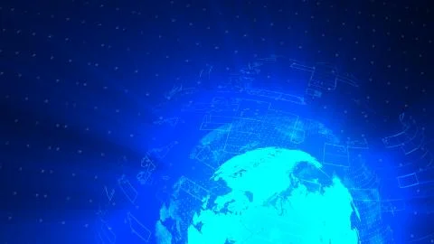 Glass globe distortion digital background, abstract 3d render, computer Stock Illustration