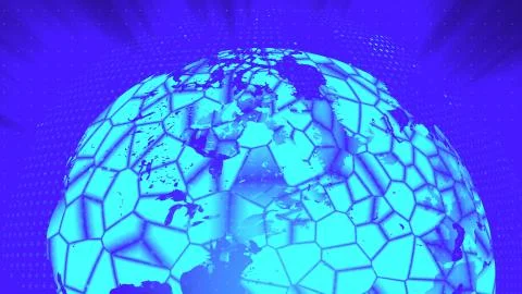 Glass globe distortion digital background, abstract 3d render, computer Stock Illustration
