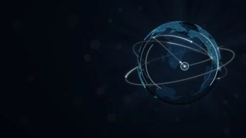 Glass Globe Dot Map Earth With Glowing Flight Arcs Seamless Loop Vídeo Stock 347126651