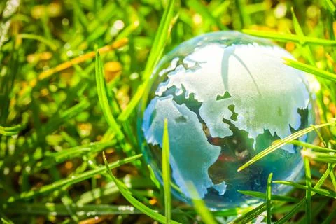 Glass globe in the grass Stock Photos