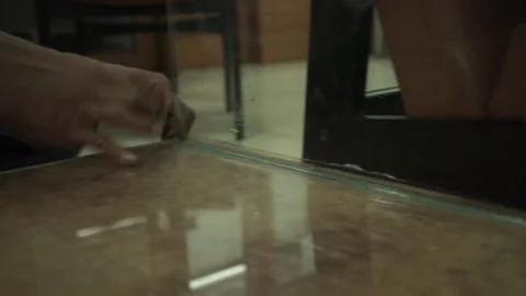 Glass glue installation Stock Footage 309445842