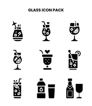 Glass Glyph Graphics Icons Pack Illustrazione stock