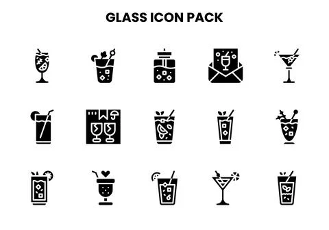 Glass Glyph Vector Icons Pack イラスト素材