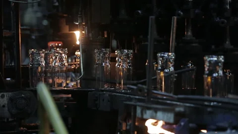 Glass goblets on a conveyor Stock Footage 171601228