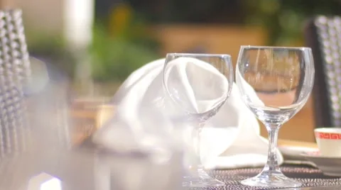 Glass goblets on the table Stock Footage 56482596