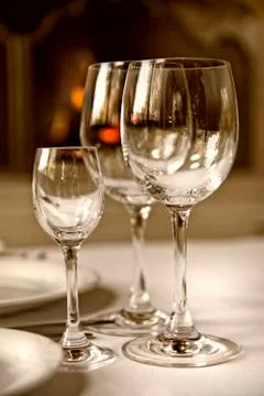 Glass goblets on the table Stock-Fotos