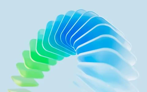 Glass gradient geometry background, 3d rendering. 스톡 일러스트