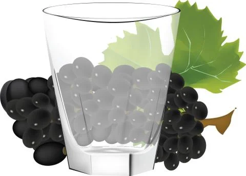 Glass with grapes Stock Illustration