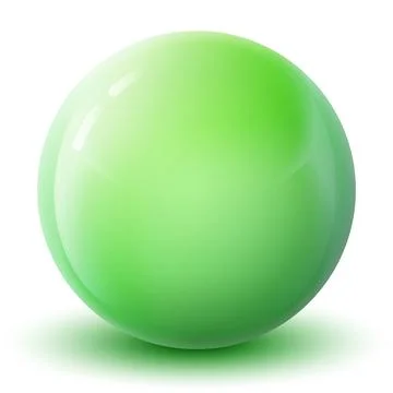 Glass green ball or precious pearl. Glossy realistic ball, 3D abstract vector Stock Illustration