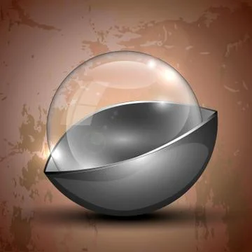 Glass half-gray colored ball Stock Illustration