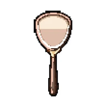Glass hand mirror pixel art vector illustration Stock Illustration