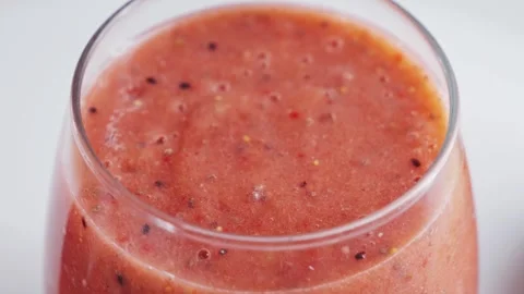 Glass of healthy fresh smoothies made at home. Refreshing and healthy fruit Stock Footage 315505853