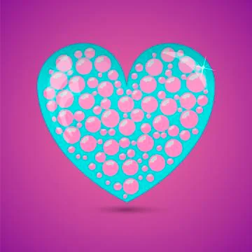 Glass Heart With Soap Bubbles Stock Illustration