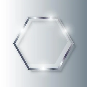 Glass hexagon frame icon in flat style. Mirror panel vector illustration on.. Stock Illustration