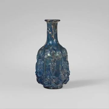 Glass hexagonal bottle 1st half of 1st century A.D. Roman Translucent cobal.. 写真素材