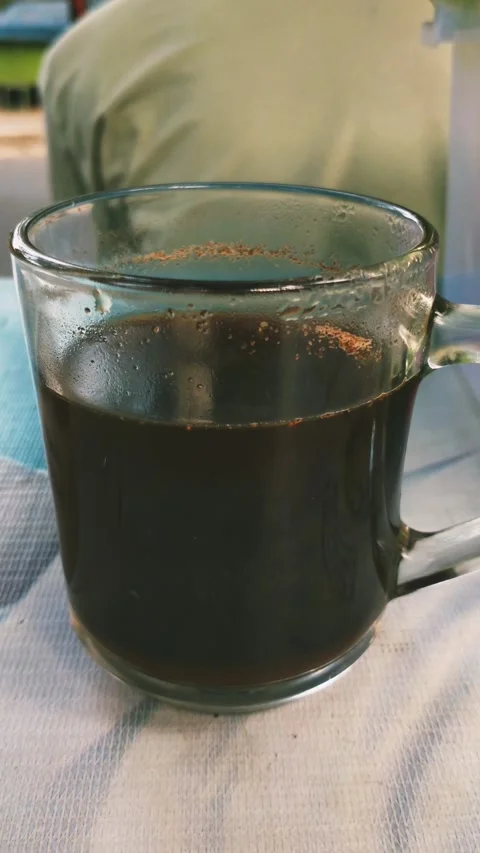 A glass hot black coffee Stock-Footage 339754979