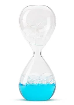 Glass hourglass. Liquid Motion timer. Bubble hourglass Stock Photos