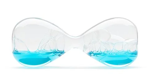 Glass hourglass. Liquid Motion timer. Bubble hourglass Stock Photos