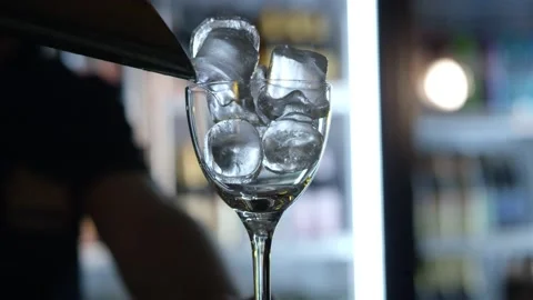 A glass of ice at the bar Stock Footage 153149273
