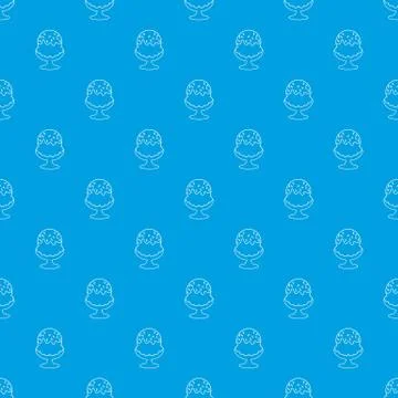 Glass ice cream pattern vector seamless blue Stock Illustration