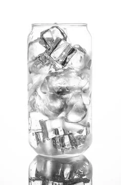 Glass with ice cubes on white background Stock Photos