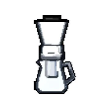 Glass ice drip coffee pixel art vector illustration Stock Illustration