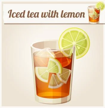 Glass of iced tea. Detailed Vector Icon Stock Illustration