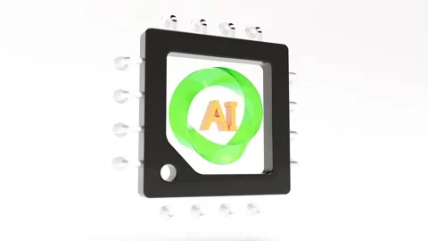 Glass Icon AI processor infinity Video stock 276720847