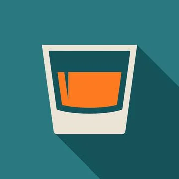 Glass icon with long shadow. Flat design style. Stock Illustration