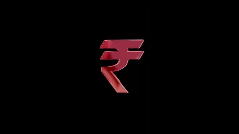 Glass Indian Rupee Sign Loop Animation, 360 rotation animation background. Stock Footage 310724672
