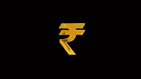 Glass Indian Rupee Sign Loop Animation 4k, 360 rotation animation background. Stock Footage 310724698
