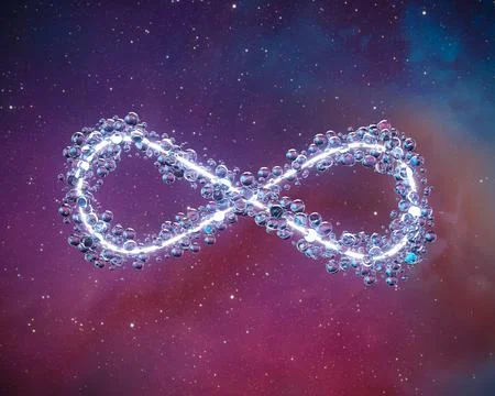 Glass Infinity Symbol In Space Illustrazione stock