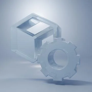 Glass Isometric cube icon isolated on grey background. Geometric cubes soli.. Illustrazione stock