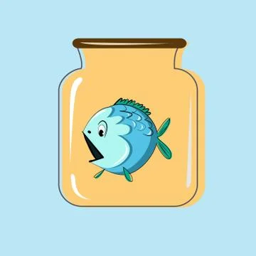 Glass jar with canning fish. Vector design Stock Illustration