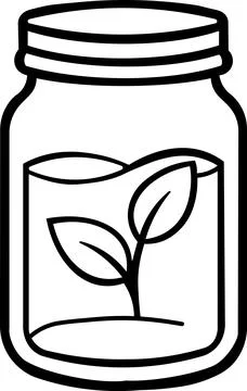 Glass jar container with leaf for eco storage Stock Illustration