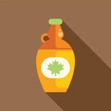 Glass jar containing maple syrup with a maple leaf logo Stock Illustration
